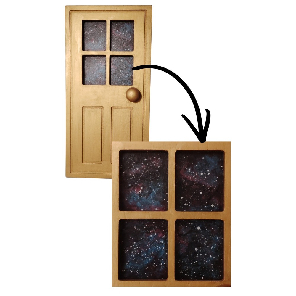 Unique Galaxy Door Wall Art Hand Painted Cosmic Scene 18x9 - Picture 2 of 3